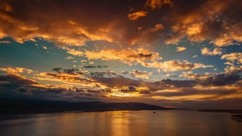Aerial view time-lapse at sunset over the sea hyper lapse Stock Footage 331359578