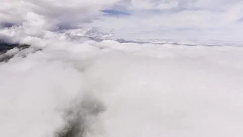 Aerial view timelapse of parallax clouds over a mountainous area. Videos summer Stock Footage 245627923