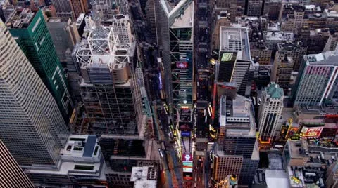 Aerial view Times Square, Broadway, New York Stock Footage