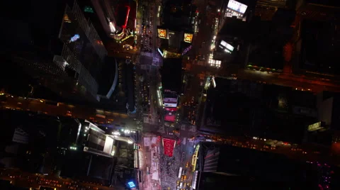 Aerial view of Times Square Stock Footage