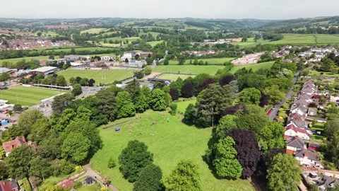 Aerial View of Tiverton Town, Devon, England, UK 스톡 동영상 337862449