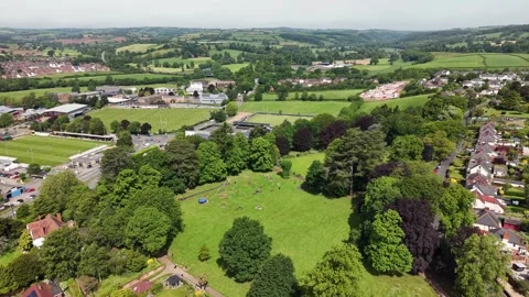 Aerial View of Tiverton Town, Devon, England, UK Stock Footage 337863020