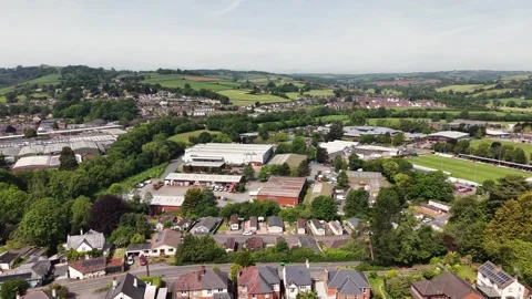 Aerial View of Tiverton Town, Devon, England, UK Stock Footage 337864173