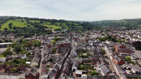 Aerial View of Tiverton Town, Devon, England, UK 스톡 동영상 337864178