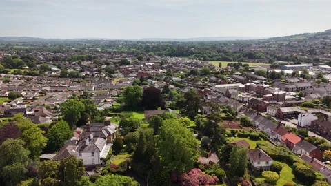 Aerial View of Tiverton Town, Devon, England, UK Stock Footage 337865271