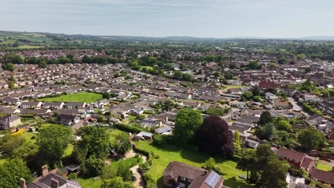 Aerial View of Tiverton Town, Devon, England, UK Stock Footage 337865277