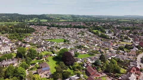 Aerial View of Tiverton Town, Devon, England, UK Stock Footage 337866301