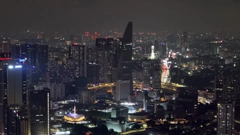 Aerial view of TM Tower at night Vídeo Stock 332095594