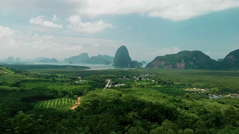 Aerial view of Toh Li View Point, Phang-Nga Province, Thailand Stock Footage 149098744