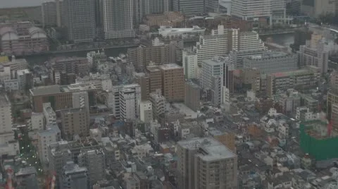 Aerial view of Tokyo by day, Japan Stock Footage