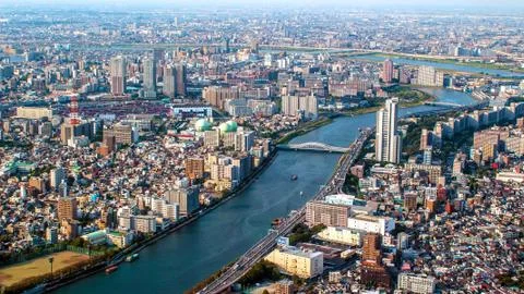 Aerial view of Tokyo Stock Photos