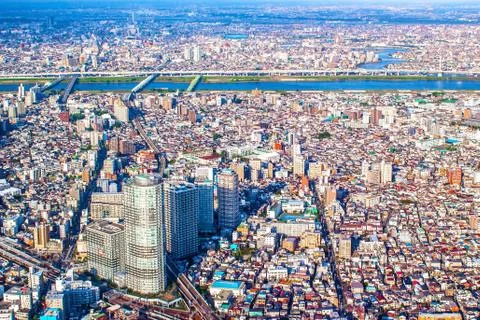Aerial view of Tokyo Stock Photos