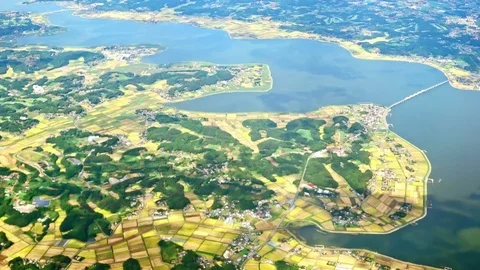 Aerial view of Tokyo on the plane Stock Footage 70481552