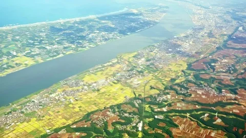 Aerial view of Tokyo on the plane Stock Footage 70482090