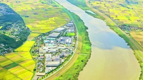 Aerial view of Tokyo on the plane Stock Footage 70494480
