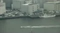 Aerial View of Tokyo Skyline, Sumida River, Modern Buildings, Ship Traffic HD Footage