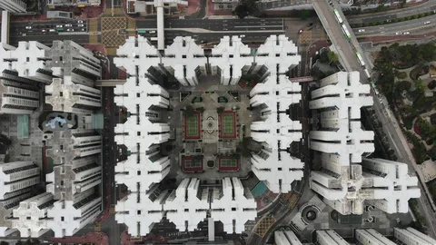 Aerial view top down Hong Kong Stock Footage 121147334
