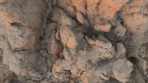 Aerial View | Top Down on Rock Formation in Jordan Wadi Desert Stock Footage 141763861