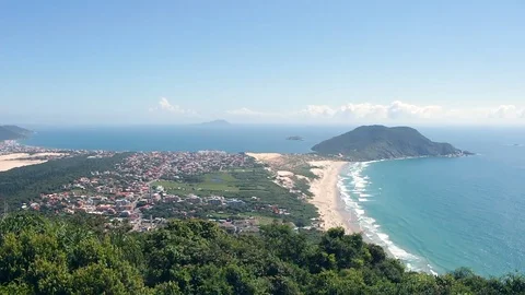 Aerial view from the top of Morro das Aranhas. Hiking in Florianpolis, Brazil. Stock Footage 104268406