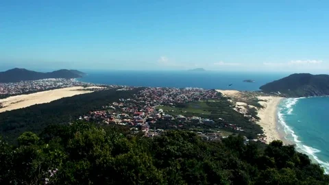Aerial view from the top of Morro das Aranhas. Praia do Santinho, Floripa Stock Footage 104268422