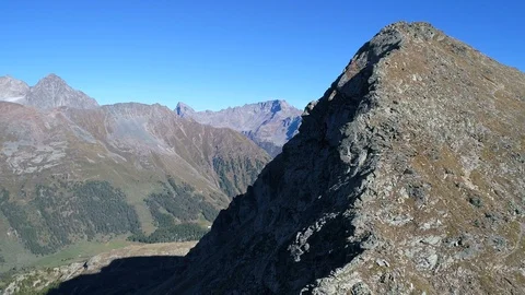 Aerial view on the top of mountain Stock Footage 95668403