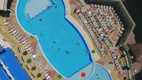 Aerial view from the top of the pool Stock Footage 77560444