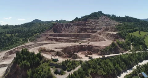Aerial View On Top Quarry In The Mountains For The Extraction Of Stones Stock Footage 157408146