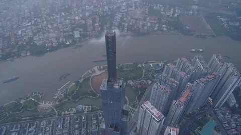 Aerial view from up top of the skyscraper Stock Footage 101958798