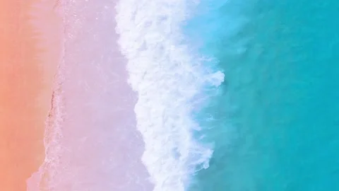 Aerial view top view beach sand seawater wave on sandy beach Stock Footage 146726476
