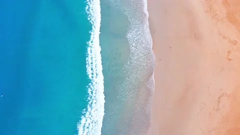 Aerial view (Top view) beach sea and sand. Sea space sand space. Video stock 146730017