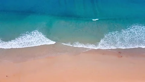 Aerial view (Top view) beach sea and sand. Sea space sand space. Stock Footage 146730161
