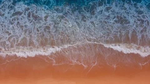 Aerial view (Top view) beach sea and sand. Sea space sand space. Vídeos de archivo 146730228