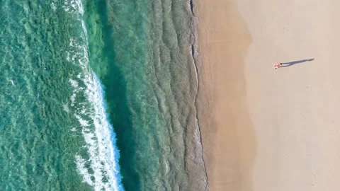 Aerial view top view beach and seawater sandy beach in summer nature and travel Stock Footage 151020131
