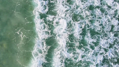 Aerial view top view beach sea sand sunny water wave beautiful Phuket Thailand Video stock 151020327