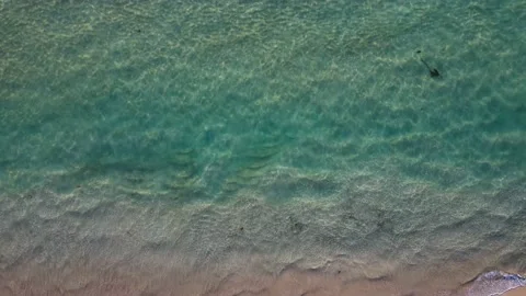 Aerial view top view beach sea sand sunny water wave crystal Phuket Thailand Stock Footage 151020336
