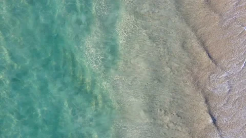 Aerial view top view beach sea sand sunny water wave beautiful Phuket Thailand Stock Footage 151020392
