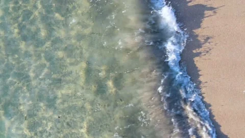Aerial view top view beach sea sand sunny water wave beautiful Phuket Thailand Stock Footage 151020424