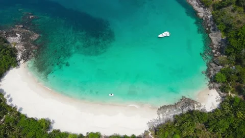 Aerial view top view beach sea sand sunny mountain forest cloud Phuket Thailand Stock Footage 151031166