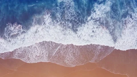 Aerial view top view beach and seawater sandy beach in summer nature and travel Stock Footage 153378816