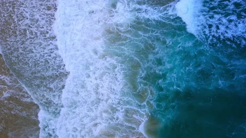 Aerial view top view beach sea sand crystal water wave in sea background summer Stock Footage 153379386