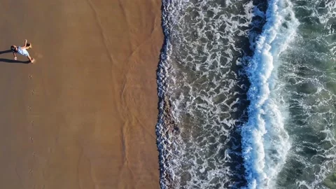 Aerial view top view beach sea sand sunny crystal water wave background Stock Footage 172391887