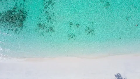 Aerial view top view beach of clear turquoise sea Stock Footage 204919967