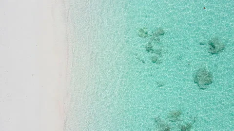Aerial view top view beach of clear turquoise sea Stock Footage 204922002