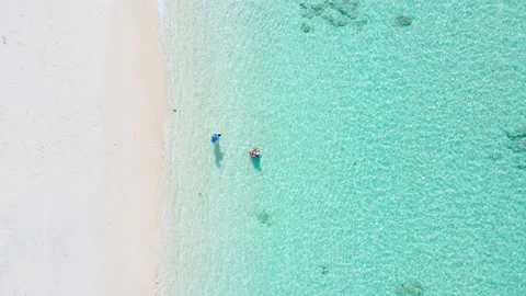 Aerial view top view beach of clear turquoise sea Stock Footage 204922593