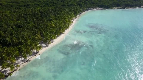 Aerial view top view drone move Beautiful topical beach with white sand. Top Stock Footage 165990411