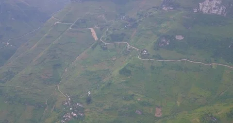 Aerial view, top view of Ma Pi Leng Pass, Dong Van, Vietnam Stock Footage 99433024