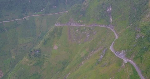 Aerial view, top view of Ma Pi Leng Pass, Dong Van, Vietnam Stock Footage 99433269