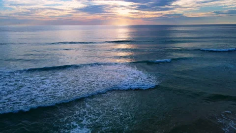 Aerial view top view many levels water wave night to day cloud background Video stock 173025220