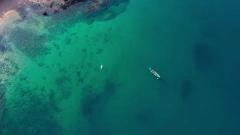 Aerial view Top view of Phuket beach sea. Beautiful sea waves. Pink sand Stockbeeldmateriaal 146729532