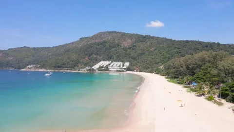 Aerial view Top view of Phuket beach sea. Beautiful sea waves. Pink sand Stockbeeldmateriaal 146729786